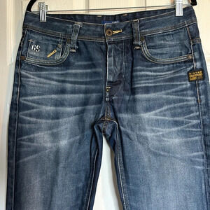 G-Star Raw Denim men’s blue button fly straight leg jeans size 32